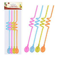 Трубочка д/коктейля Фуршет 4шт YD13-158 с ложечкой