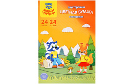 Цветная бумага 24л. 24цв. Мульти-Пульти ЦБм24-24дв_31614 двустор. мелованная, в папке