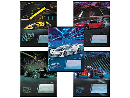 Тетрадь 12л. клетка Brauberg 106465 "SUPER CAR", обложка картон