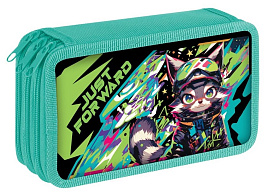 Пенал 3-х камерный ArtSpace ПК12_О110003 "Anime Cat", 190*110, ламинированный картон