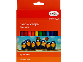 Фломастеры 12цв. Гамма 120822_12 "Мультики", смываемые, карт.упак. европодвес