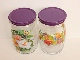 Набор банок для сыпучих стекло 2пр Деколь 43013