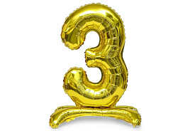 Шар надувной Цифра 3 золото ч41923  "32" 80см