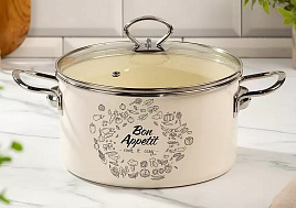 Кастрюля эмаль 4л Y4-9060/486659/9259 Daniks Bon Appetit индукция