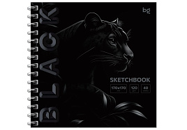 Скетчбук BG Скв40гр_64601 "Black. Tiger", 40л., 170*170, на гребне, soft tuch, выборочный лак, 120г/м2