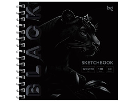 Скетчбук BG Скв40гр_64601 "Black. Tiger", 40л., 170*170, на гребне, soft tuch, выборочный лак, 120г/м2
