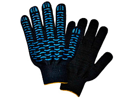 Перчатки х/б ПВХ 5-х нитк.10кл Люкс Черная(Великан)