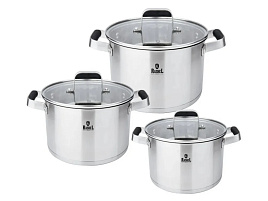 Набор кастрюль нержавейка 3пр (2,8+3,8+5л) Rashel R-835L/2046