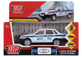 Машина металлическая 21099-12POL-WH LADA-21099 Спутник Полиция белая 12см