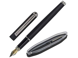 Ручка BRAUBERG 143477 перьевая "Larghetto", СИНЯЯ, корпус черный с хромированными деталями