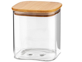 Банка для сыпучих стекло 500мл с бамбуковой крышкой TC-J500-06/1193