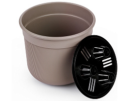Кашпо цветочное 5л Сканди М9015 какао с дренажной вставкой