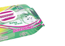 Влажные салфетки Детские 120шт Discount Алое Вера клапан