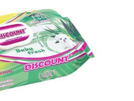Влажные салфетки Детские 120шт Discount Алое Вера клапан