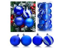 Набор шаров 6см S0166-2 Зимовье, синий 20шт