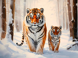 Алмазная мозаика 30*40 НД-6343 Хищники на охоте