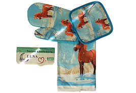 СГ Набор кух принадлежностей 3пр Лошадка (Полотенце+варежка+прихватка)