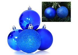 Набор шаров 6см S0698 Глянец Синий 6шт