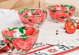 Набор салатников стекло 3пр 326/1-Д/322/1-Д Тюльпаны 19см+2*11см