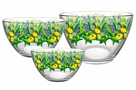 Набор салатников стекло 3пр 1223-Д Трио Одуванчики