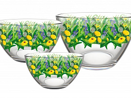 Набор салатников стекло 3пр 1223-Д Трио Одуванчики
