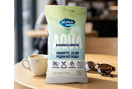 Влажные салфетки  Ан. AURA 15шт Family М 7505