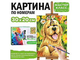 Картина для раскрашивания 20*30 MKR3020-102 Щенок и бабочка, по номерам