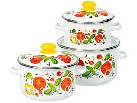 Набор кастрюль эмаль 3пр (2+3+4л) Каприче №15В118