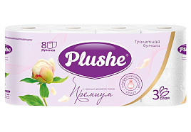 Туалетная бумага Plushe Premium Арома 8шт.3-х сл.Пион 3002