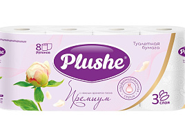 Туалетная бумага Plushe Premium Арома 8шт.3-х сл.Пион 3002