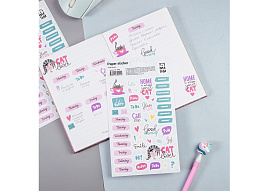 Наклейки MESHU MS_36969 для ежедневников "Cat lover", 12*21см, 45 наклеек, европодвес