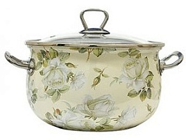 Кастрюля эмаль 2,1л 2362/1079 Белая роза ст. крышка