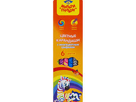 Карандаши цветные 6цв. Мульти-Пульти CP_33718 с многоцветным грифелем "Енот и радуга", заточен., европодвес