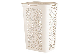 Корзина для белья 60л Leaves молочная 48907