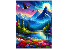 Алмазная мозаика 30*40 НД-8898 Яркий горный пейзаж