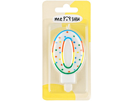 Свеча-цифра "0" MESHU MS_32375 с держателем 8,5см, блистер