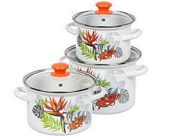 Набор кастрюль эмаль 3пр (2,4+3+4,5л) Рио-5-1-Люкс 7358