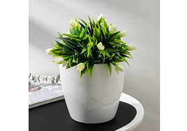 Кашпо цветочное 2,8л Грация 048118 белое со вставкой