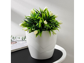 Кашпо цветочное 2,8л Грация 048118 белое со вставкой