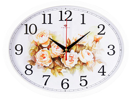 Часы настенные "21 Век" 22,5*29 2720-108 Цветы, пастель белые овал