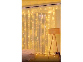 Электрогирлянда штора 600л светодиод желтая 3*3м BAO-23