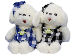 Мягкая игрушка Собачка в платье клетка 25см №738