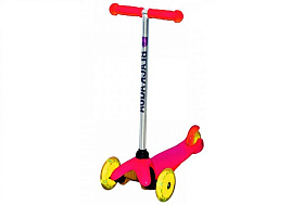 Самокат 3-х колесный MG001 свет.колеса красный-желтый