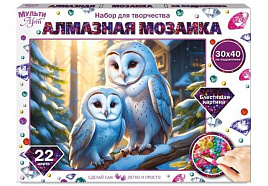 Алмазная мозаика 30*40 118459 Две совы, с подрамником