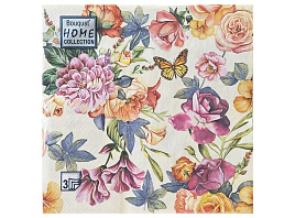 Салфетки 33*33 3-сл 20шт Home Collection Classic Красивые цветы кремовый фон