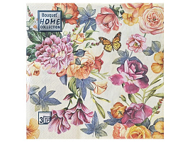 Салфетки 33*33 3-сл 20шт Home Collection Classic Красивые цветы кремовый фон