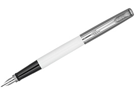 Ручка Parker 2096896 перьевая "Jotter Originals White Chrome CT" синяя, 0,8мм, подарочная упаковка