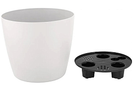Кашпо цветочное 2л InGreen Venna 0048/2283 с дренажной вставкой, белоснежный жасмин