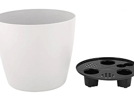Кашпо цветочное 2л InGreen Venna 0048/2283 с дренажной вставкой, белоснежный жасмин