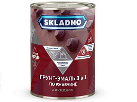 Эмаль-грунт 3в1 желтая 0,8кг по ржавчине Skladno 6444